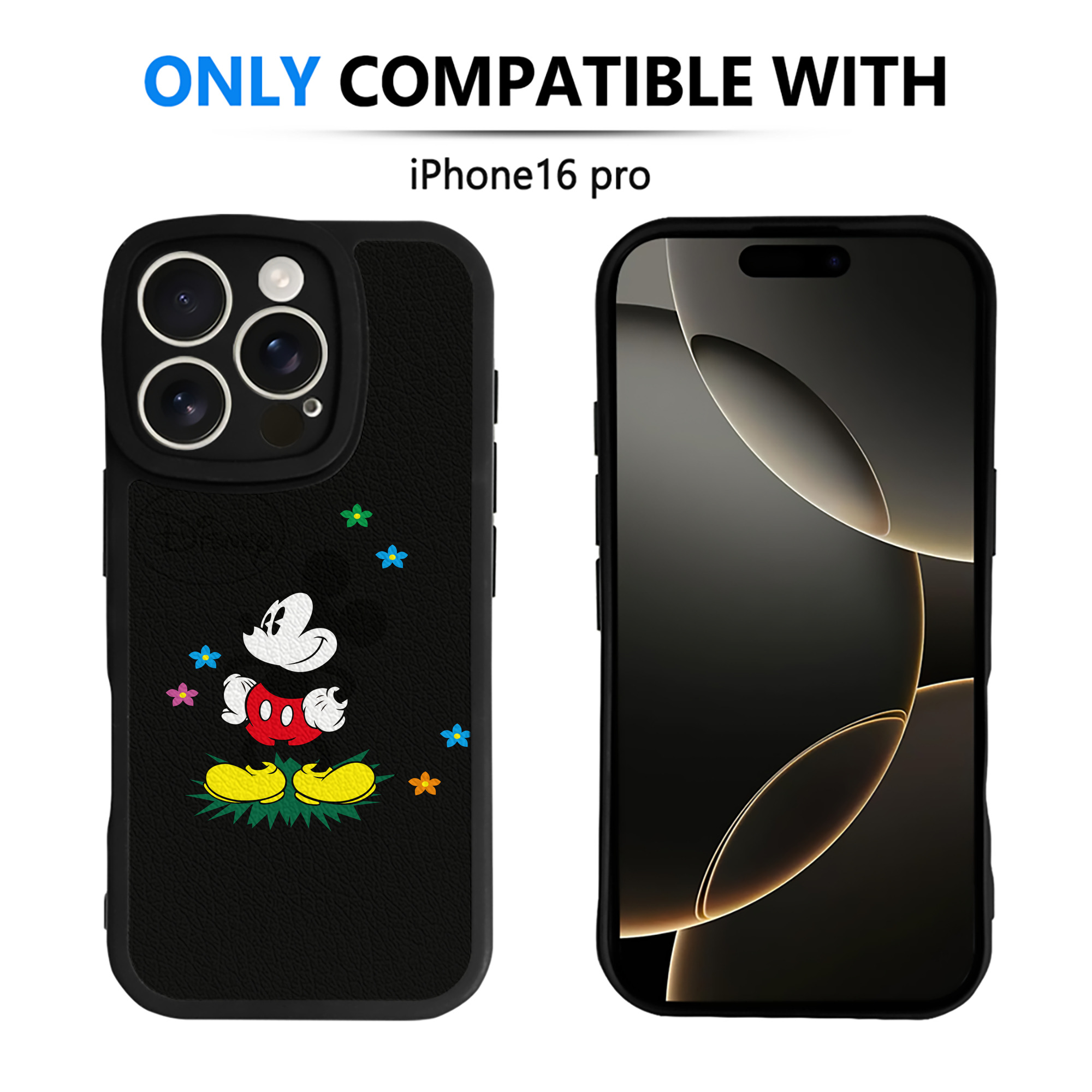 （画像用） ミッキーマウス Mickey Mouse 【iPhone 16シリーズ対応】シリコンスマホケース（レザー調） 材質：シリコン
